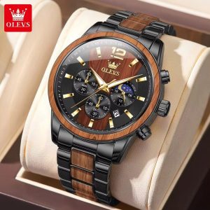 Olevs 3645 Stainless Steel Chronograph Wrist Watch For Men - Image 1